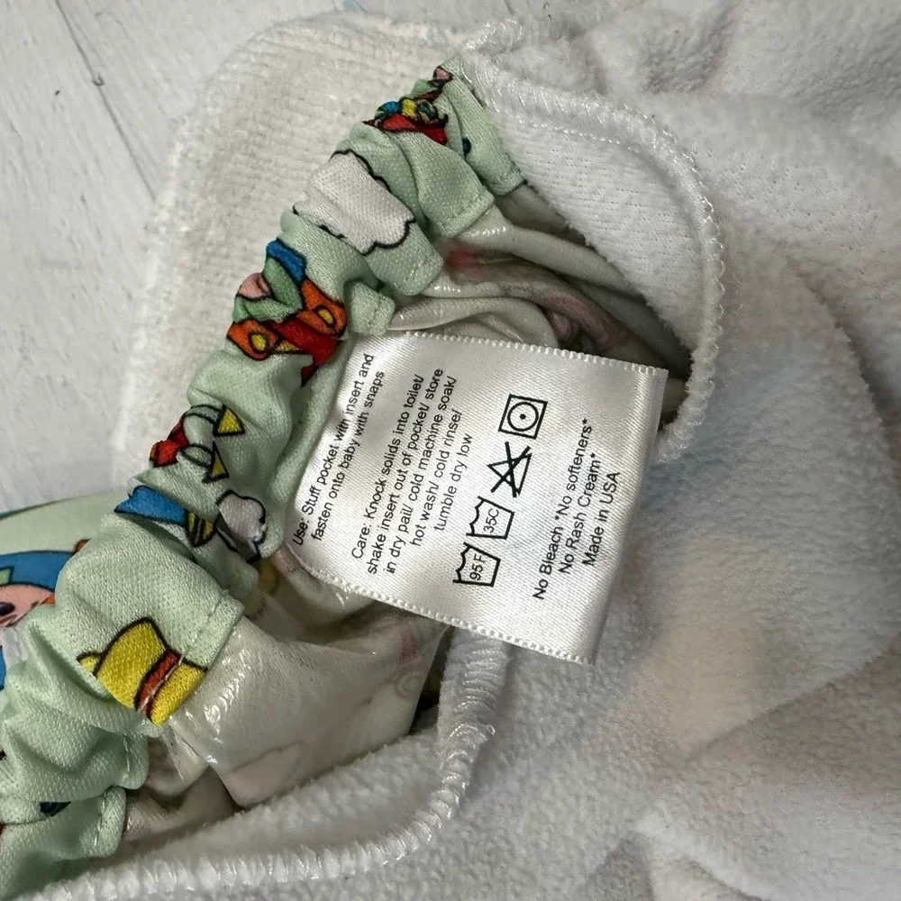 Fuzzibunz toy train print cloth diaper cover and liner‎ size large